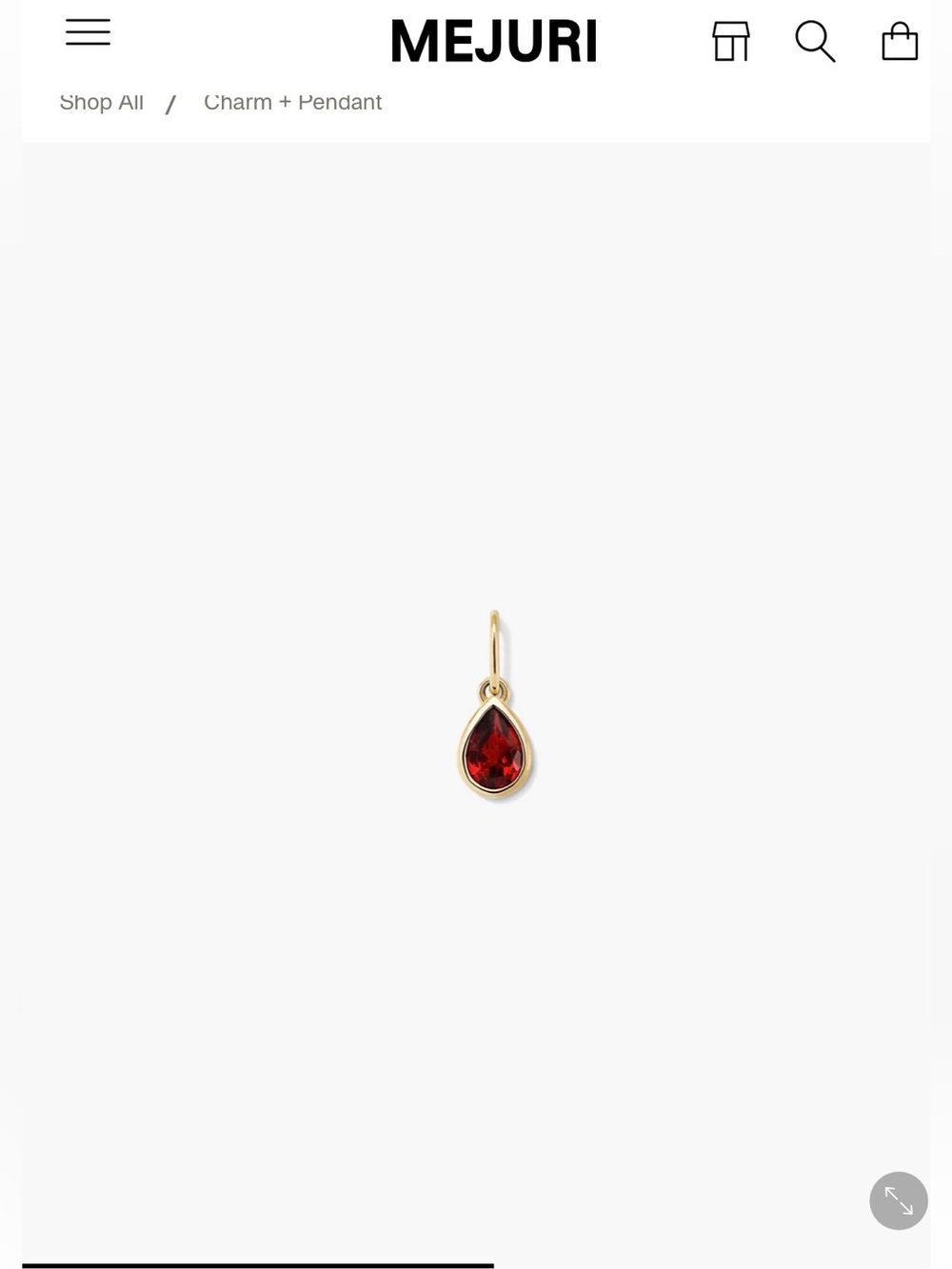 Mejuri Gold  Red Gem SMALL PEAR PENDANT 10k Yellow Gold
